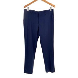 JIL SANDER Men's Navy Straight Leg Fleece Wool Dress Pants Size 40